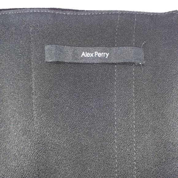 Alex Perry Greer One-Shoulder Black Velvet Mini Dress Size 8 - Picture 4 of 5